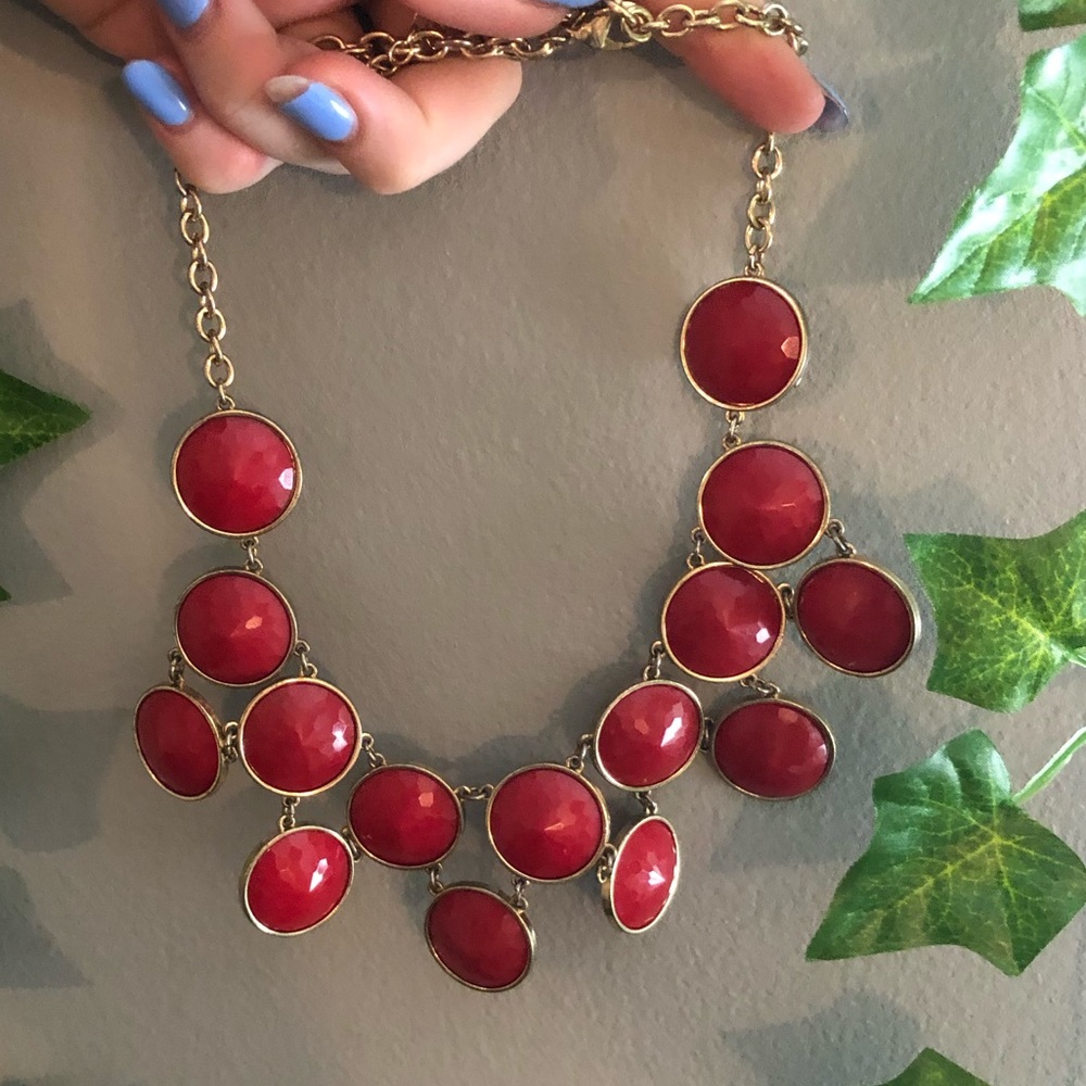 Red statement necklace
